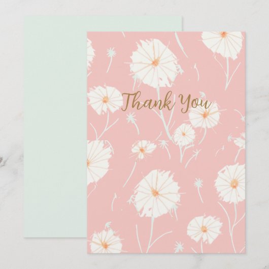 Paardenbloem Roze Dankkaartjes Bedankkaart (Voorkant / Achterkant)