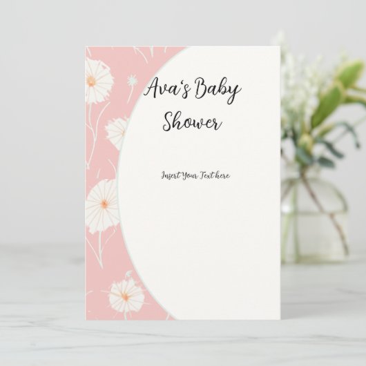 Paardenbloem Roze Platte Uitnodigingen (Staand voorkant)