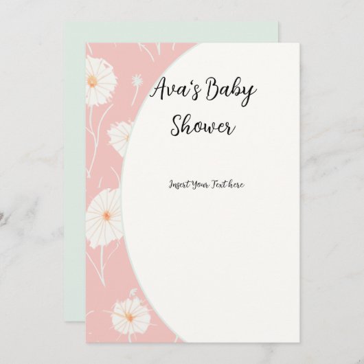 Paardenbloem Roze Platte Uitnodigingen (Voorkant / Achterkant)