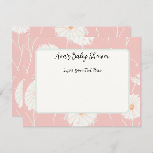 Paardenbloem Roze Postkaart Uitnodigingen (Voorkant / Achterkant)