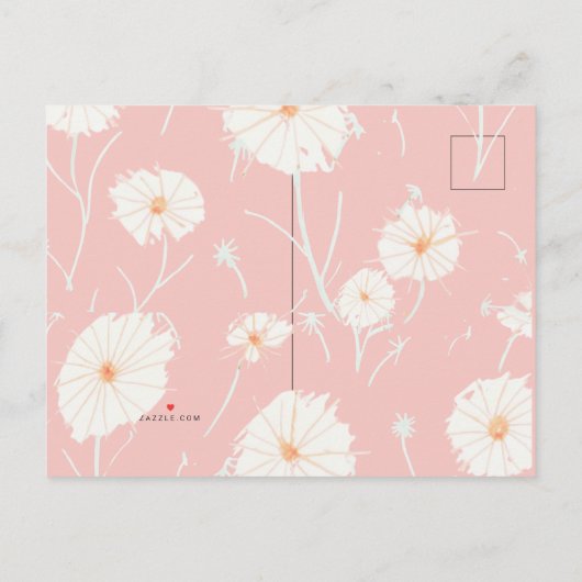 Paardenbloem Roze Postkaart Uitnodigingen (Achterkant)