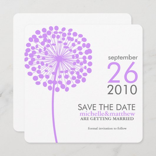 Paardenbloem Save the Date Aankondigingen (Voorkant / Achterkant)