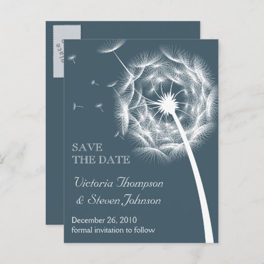 Paardenbloem Save the Date Briefkaart (Voorkant / Achterkant)