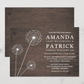 Paardenbloem schuur hout land bruiloft uitnodiging (Voorkant / Achterkant)