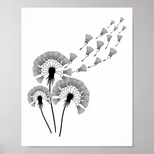 Paardenbloem Shuttle Shirt voor Badminton Player B Poster (Voorkant)