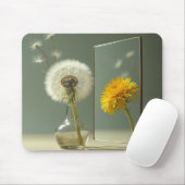 Paardenbloem transformatie weerspiegeld in een spi muismat (Met muis)