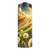 Paardenbloem veld gouden uur gloed thermosbeker (Voorkant)