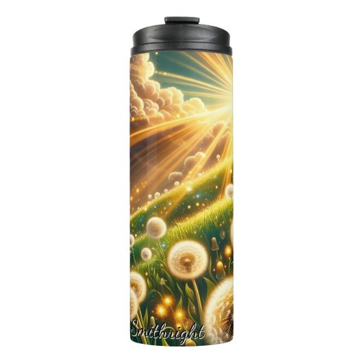 Paardenbloem veld gouden uur gloed thermosbeker (Voorkant)