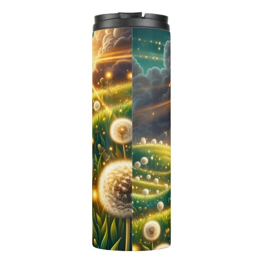 Paardenbloem veld gouden uur gloed thermosbeker (Achterkant)