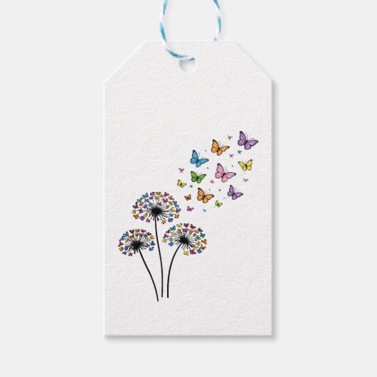 Paardenbloem vlinder stroom cadeaulabel (Voorkant)