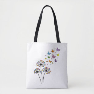 Paardenbloem vlinder stroom tote bag