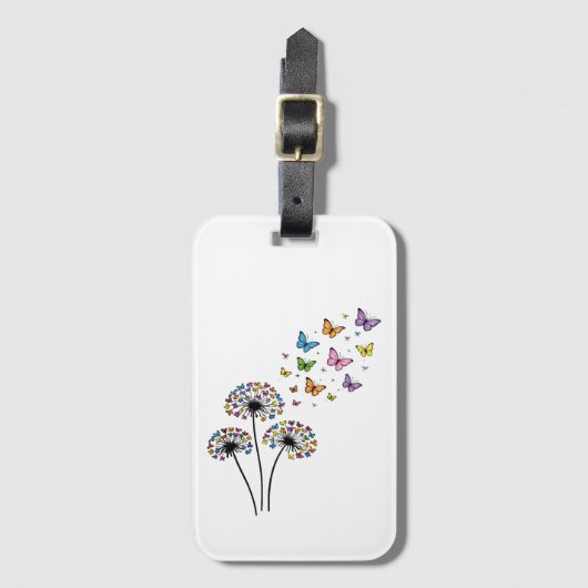 Paardenbloem vlinderstroom bagagelabel (Voorkant (verticaal))