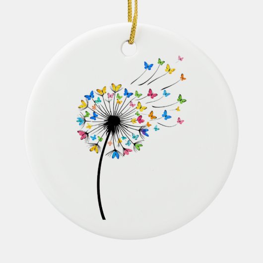 Paardenbloem vlinderstroom keramisch ornament (Voorkant)