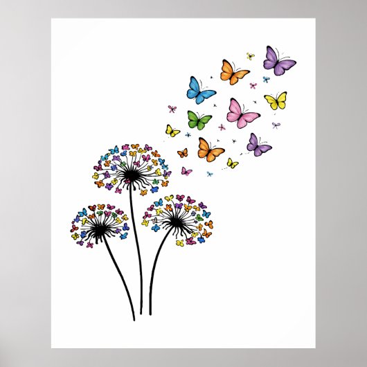 Paardenbloem vlinderstroom poster (Voorkant)