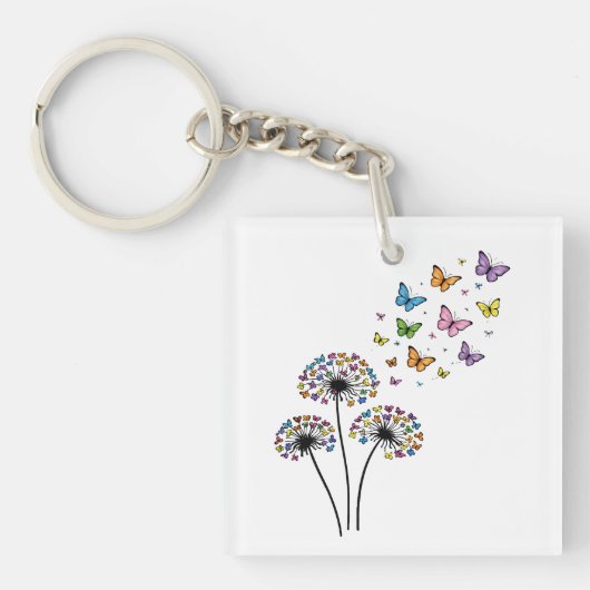 Paardenbloem vlinderstroom sleutelhanger (voorkant)