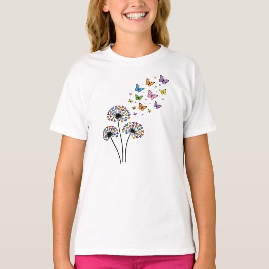 Paardenbloem vlinderstroom t-shirt (Voorkant)