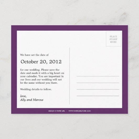 Paardenbloem wensfoto Save the date (Paarse) Aankondigingskaart (Achterkant)