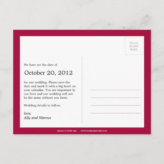 Paardenbloem Wensfoto Sla de datum op (Raspberry) Aankondigingskaart (Achterkant)