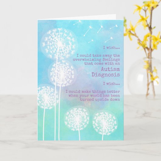 Paardenbloem wenst autisme steun sympathie kaart (Gele Bloem)