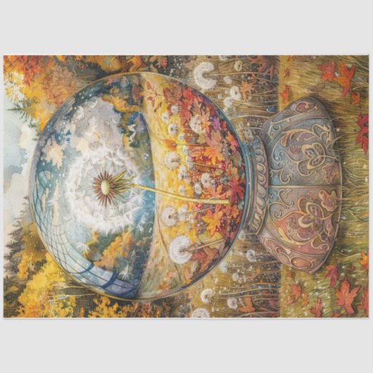 Paardenbloem Wereldbol Tissuepapier (Voorkant)