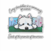 Paardenbloem Westie Dog Custom-Cut Vinyl Sticker (Voorkant)