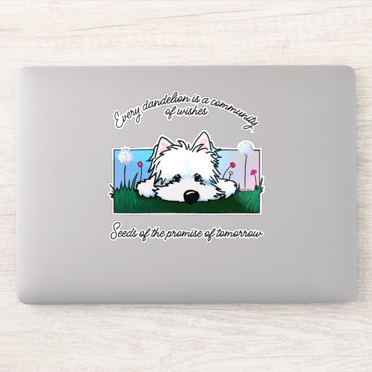 Paardenbloem Westie Dog Custom-Cut Vinyl Sticker (Computer)