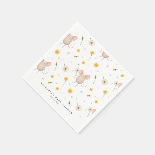 Paardenbloem Wishes | Voorjaars Waterverf Baby sho Servet (Hoek)