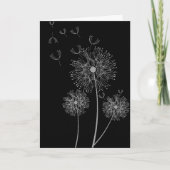 Paardenbloem zwart en wit moderne bloemen verjaard kaart (Voorkant)
