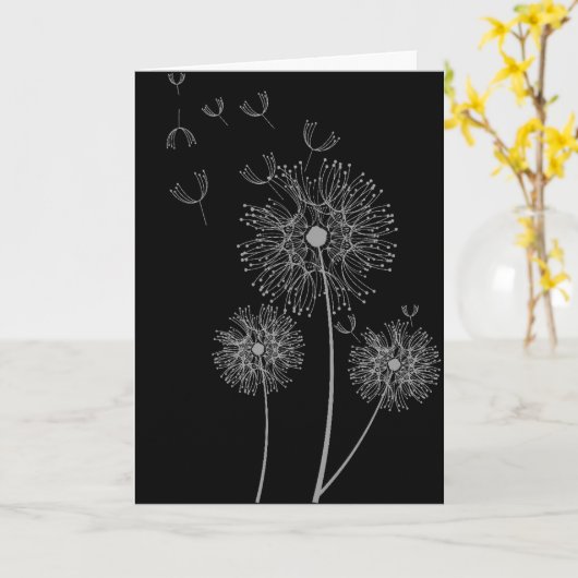 Paardenbloem zwart en wit moderne bloemen verjaard kaart (Gele Bloem)