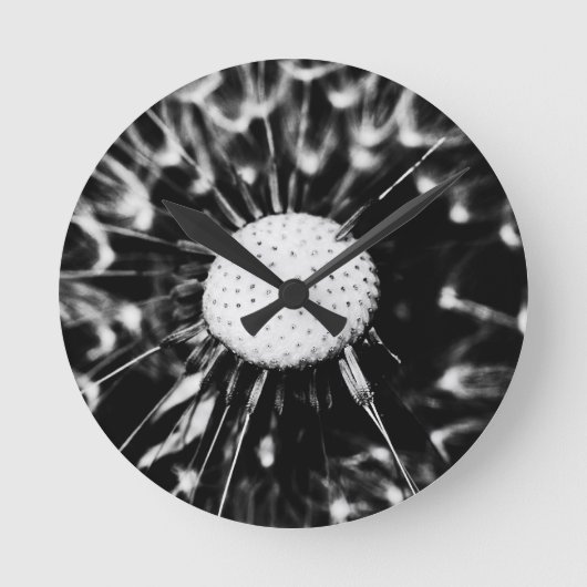 paardenbloem zwart ronde klok (Voorkant)
