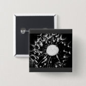 paardenbloem zwart vierkante button 5,1 cm (Voorkant /achterkant)