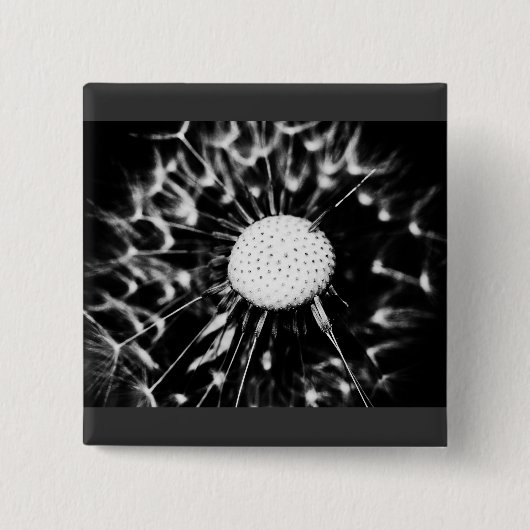 paardenbloem zwart vierkante button 5,1 cm (Voorkant)