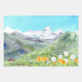 Paardenbloemen Berglandschap Inpakpapier Vel (Voorkant)