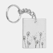 Paardenbloemen Bloemen Pluizen Spores Grijs Sleutelhanger (Voorkant Links)