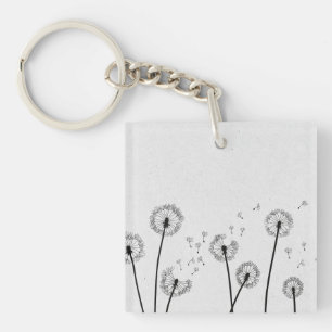 Paardenbloemen Bloemen Pluizen Spores Grijs Sleutelhanger