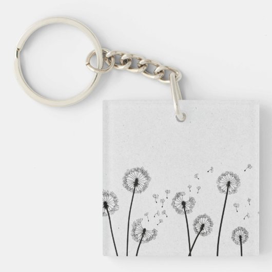 Paardenbloemen Bloemen Pluizen Spores Grijs Sleutelhanger (Voorkant)