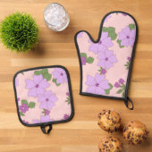 Paardenbloemen, bloempatroon, patroon van bloemen ovenwant & pannenlap set (Top down)