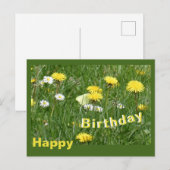 Paardenbloemen & Daisies Grass Field Verjaardag Br Briefkaart (Voorkant / Achterkant)