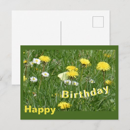 Paardenbloemen & Daisies Grass Field Verjaardag Br Briefkaart (Voorkant / Achterkant)