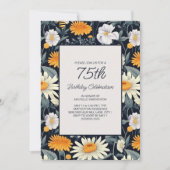 Paardenbloemen Daisies Navy Blue Volwassene 75e ve Kaart (Voorkant)