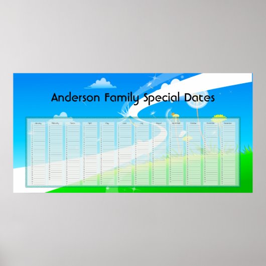 Paardenbloemen Eeuwige Kalender Poster (Voorkant)