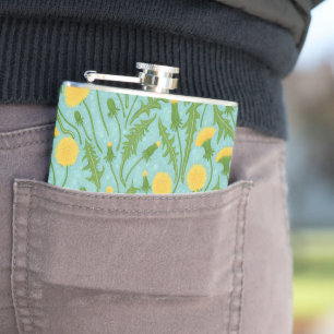 Paardenbloemen, groen, geel en blauw heupfles