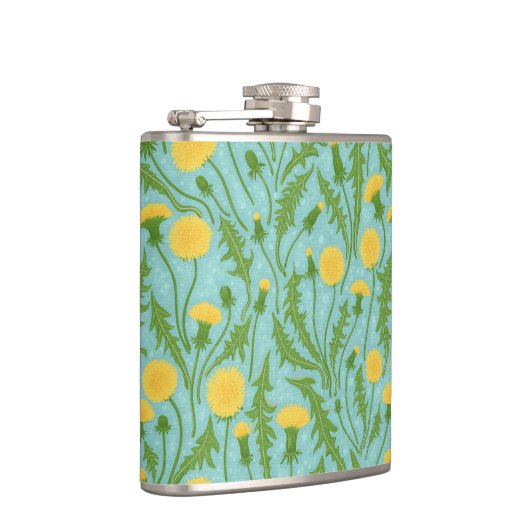 Paardenbloemen, groen, geel en blauw heupfles (Rechts)