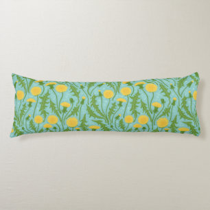 Paardenbloemen, groen, geel en blauw lichaamskussen