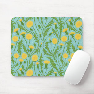 Paardenbloemen, groen, geel en blauw muismat