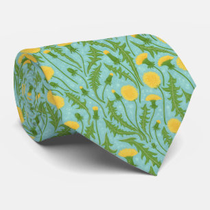 Paardenbloemen, groen, geel en blauw stropdas