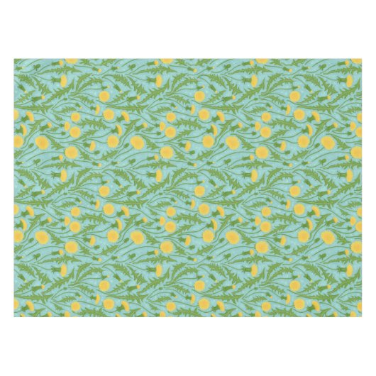 Paardenbloemen, groen, geel en blauw tafelkleed (Voorkant (Horizontaal))