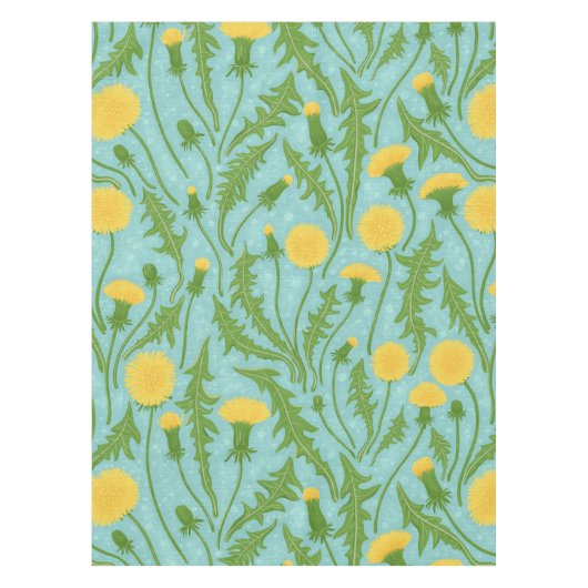 Paardenbloemen, groen, geel en blauw tafelkleed (Voorkant)