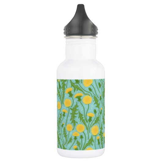 Paardenbloemen, groen, geel en blauw waterfles  (Links)