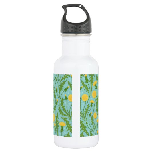 Paardenbloemen, groen, geel en blauw waterfles (Achterkant)